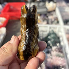 Load image into Gallery viewer, Natural Tigers Eye Stone Wolf Carving for Healing