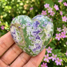 Load image into Gallery viewer, Natural Snowflake Jade Heart Carving Polished Home Decor