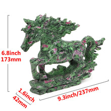 Load image into Gallery viewer, 9.3" Horse Natural Ruby Zoisite Crystal Carving Home Decor