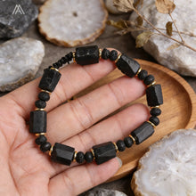 Load image into Gallery viewer, 1PC Natural Black Tourmaline Crystal Nugget Beads Bracelet Adjustable for Women