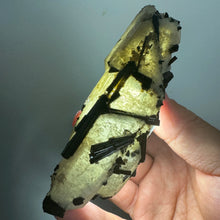 Load image into Gallery viewer, Natural Madagascar Black Tourmaline Mineral Specimen with Clear Quartz for Healing