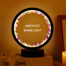 Load image into Gallery viewer, LED Crystal Round Lamp Night Light – Healing Amethyst, Citrine &amp; Clear Quartz Gemstone Décor