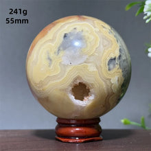 Load image into Gallery viewer, Natural Crazy Agate Crystal Sphere – Gemstone Meditation Ball with Display Base for Collection &amp; Home Decor
