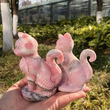 Load image into Gallery viewer, 1PC Natural Pink Opal Cat Carving Hand Polished Home Decor