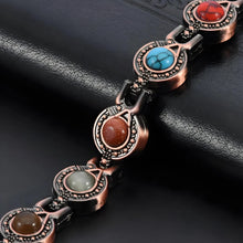 Load image into Gallery viewer, Pure Copper Bracelet for Women with Turquoise Ultra Strength Magnetic Wristband