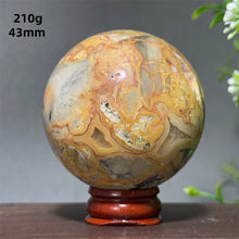 Load image into Gallery viewer, Natural Crazy Agate Crystal Sphere – Gemstone Meditation Ball with Display Base for Collection &amp; Home Decor