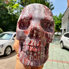 Load image into Gallery viewer, Natural Red-Textured Agate Polished Skull Carving