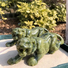 Load image into Gallery viewer, 15cm Ophiolite Green Jade Tiger Statue Carving