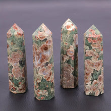 Load image into Gallery viewer, Natural Pillar Green Cherry Blossom Agate Obelisk for Healing