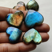 Load image into Gallery viewer, 2PC Natural Labradorite Heart Smooth Polished Flat Back