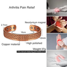 Load image into Gallery viewer, Twisted Pure Copper Bracelet for Men Women Magnetic Therapy Adjustable 12mm Wide for Healing Energy