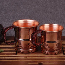Load image into Gallery viewer, Handcrafted Pure Copper Mug Weave Handle Thickened
