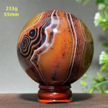 Load image into Gallery viewer, Natural Striped Agate Crystal Sphere – Quartz Mineral Specimen for Collection, Meditation &amp; Home Decor