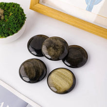 Load image into Gallery viewer, 1PC Natural Golden Obsidian Worry Stone Polished Round Palm Gem for Anxiety Relief &amp; Chakra Healing Pocket-Sized Stress Reliever