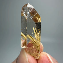 Load image into Gallery viewer, 1PC Natural Brazilian Gold Rutilated Quartz Crystal and Hematite Symbiosis Mineral Specimen Home Decor