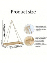 Load image into Gallery viewer, Wooden Hanging Crystal Display Shelf – Hemp Rope Floating Wall Shelf for Crystals, Minerals &amp; Home Decor Collection
