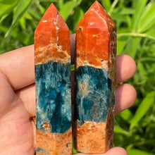 Load image into Gallery viewer, 1PC Unique Blue Apatite Combined with Sunstone Obelisk for Healing