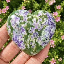Load image into Gallery viewer, Natural Snowflake Jade Heart Carving Polished Home Decor