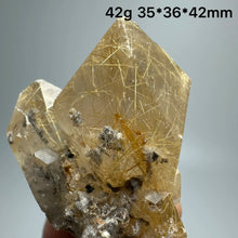 Load image into Gallery viewer, 1PC Natural Brazilian Gold Rutilated Quartz Crystal and Hematite Symbiosis Mineral Specimen Home Decor