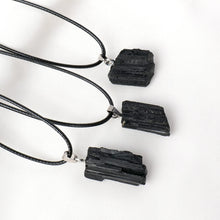 Load image into Gallery viewer, 1PC Natural Crystal Black Tourmaline Raw Stone Unpolished Pendant Necklace