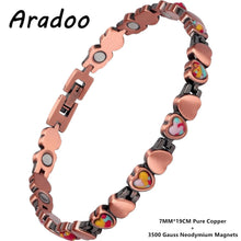 Load image into Gallery viewer, Pure Copper Bracelet for Women with Turquoise Ultra Strength Magnetic Wristband