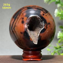 Load image into Gallery viewer, Natural Striped Agate Crystal Sphere – Quartz Mineral Specimen for Collection, Meditation &amp; Home Decor