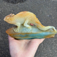 Load image into Gallery viewer, Natural Amazonite Lizard Carving – Crystal Gemstone Animal Figurine for Collection &amp; Home Decor