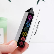 Load image into Gallery viewer, 1PC Natural Obsidian Chakra Point Energy Symbols Obelisk