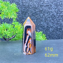 Load image into Gallery viewer, Natural Black Agate and Red Agate Striped Mineral Obelisk for Healing