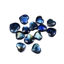 Load image into Gallery viewer, 2PC Natural Labradorite Heart Smooth Polished Flat Back