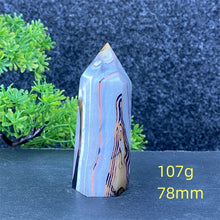 Load image into Gallery viewer, Natural Black Agate and Red Agate Striped Mineral Obelisk for Healing