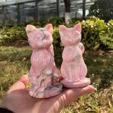 Load image into Gallery viewer, 1PC Natural Pink Opal Cat Carving Hand Polished Home Decor
