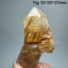 Load image into Gallery viewer, Natural Brazil Gold Rutilated Quartz Hair Crystal and specular hematite symbiosis Mineral Specimen