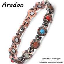 Load image into Gallery viewer, Pure Copper Bracelet for Women with Turquoise Ultra Strength Magnetic Wristband