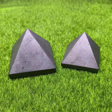 Load image into Gallery viewer, Natural Black Shungite Crystal Pyramid – Polished Stone Tower for Meditation, Home Decor &amp; Feng Shui