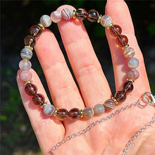 Load image into Gallery viewer, Botswana Agate &amp; Smoky Quartz Bracelet – Natural Gemstone Beaded Jewelry for Men &amp; Women