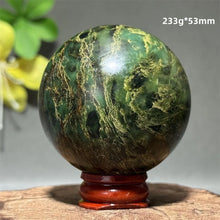 Load image into Gallery viewer, Natural Emerald Crystal Sphere – Quartz Mineral Ball with Base for Home Decor, Meditation &amp; Collection