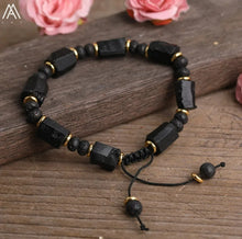 Load image into Gallery viewer, 1PC Natural Black Tourmaline Crystal Nugget Beads Bracelet Adjustable for Women