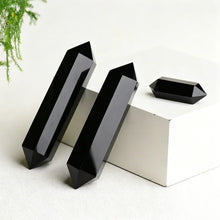 Load image into Gallery viewer, Natural Black Obsidian Crystal Obelisk – Hexagonal Polished Point Tower for Home &amp; Office Decor