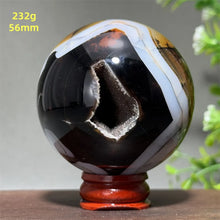 Load image into Gallery viewer, Natural Striped Agate Crystal Sphere – Quartz Mineral Specimen for Collection, Meditation &amp; Home Decor