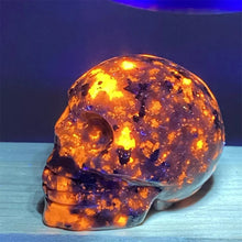 Load image into Gallery viewer, Natural Yooperlite Skull Carving UV Reactive Stone