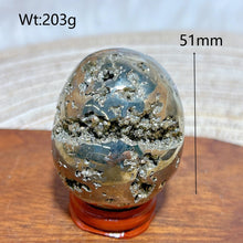 Load image into Gallery viewer, Natural Pyrite Geode Druzy Egg Polished High Quality Mineral Specimen