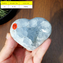 Load image into Gallery viewer, 1PC High Quality Natural Blue Celestite Heart Cluster Raw Geode for Meditation