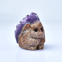 Load image into Gallery viewer, Owl/Hedgehog/Squirrel Carving Featuring Uruguay Purple Amethyst Mineral Specimen