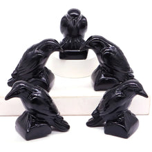 Load image into Gallery viewer, 2.3" Natural Black Obsidian Raven Statue Carving
