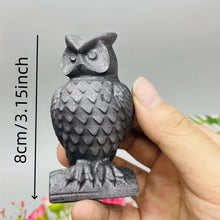 Load image into Gallery viewer, Natural Shungite Owl Carving – Hand Carved Crystal Gemstone Figurine for Collection &amp; Home Decor