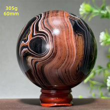 Load image into Gallery viewer, Natural Striped Agate Crystal Sphere – Quartz Mineral Specimen for Collection, Meditation &amp; Home Decor