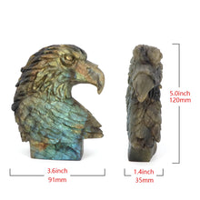 Load image into Gallery viewer, 5.0" Eagle Head Statue Natural Labradorite Carving Home Decor