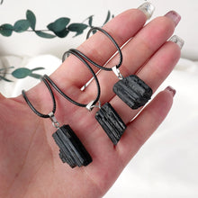 Load image into Gallery viewer, 1PC Natural Crystal Black Tourmaline Raw Stone Unpolished Pendant Necklace