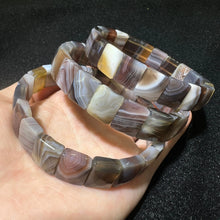 Load image into Gallery viewer, Natural Persian Gulf Agate Bracelet – Striped Gemstone Beaded Stretch Jewelry for Men &amp; Women
